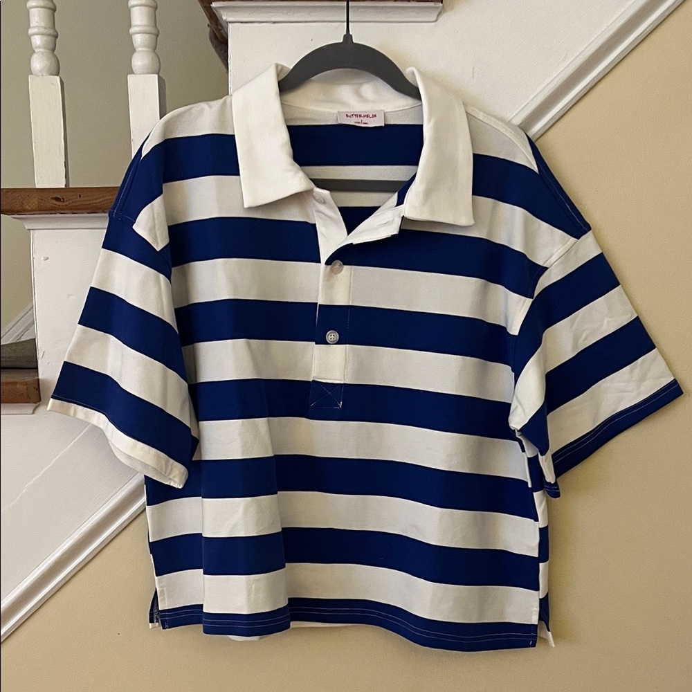 Buttermelon  Polo in Navy and White Stripes